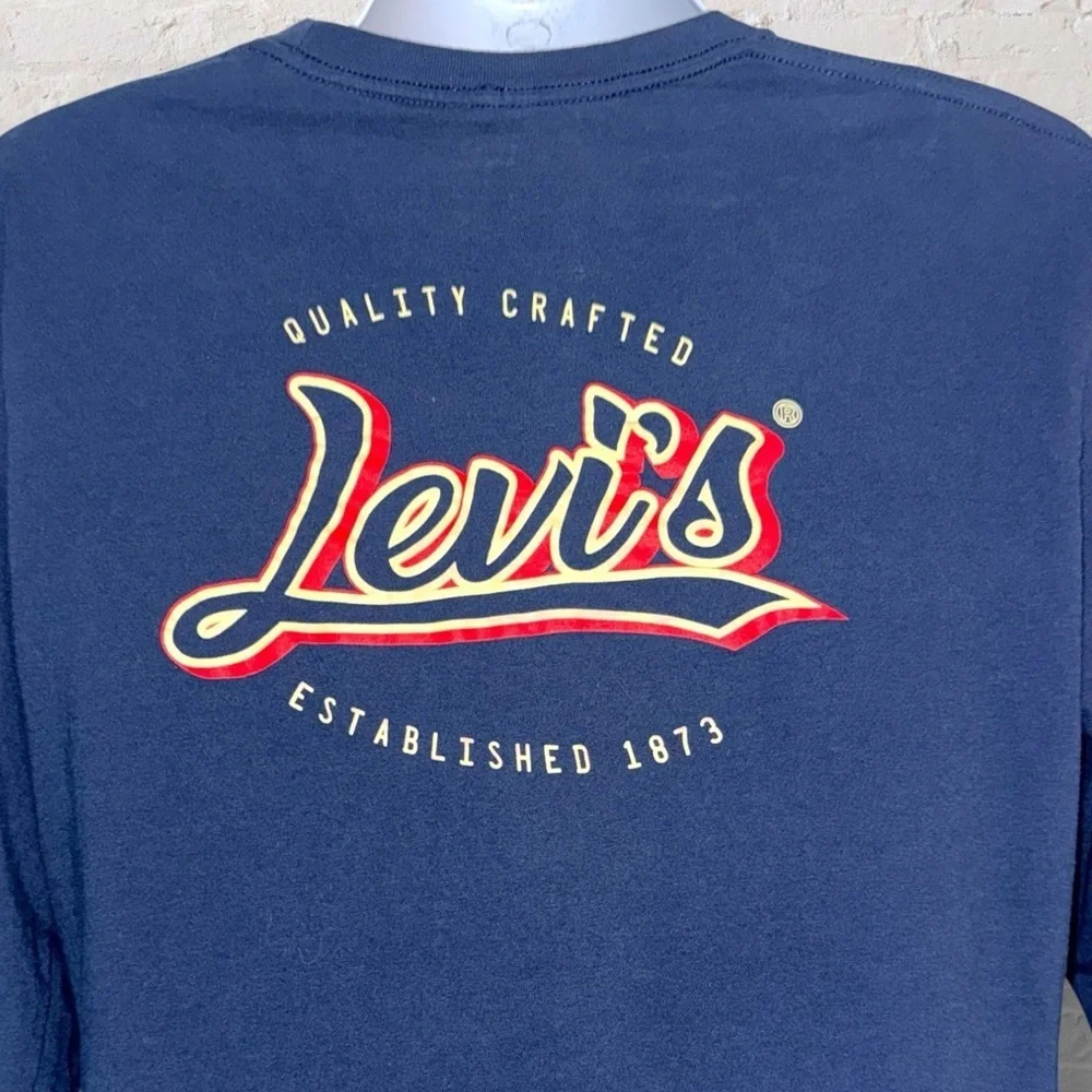 🔴 Levi’s Long Sleeve Logo Tee Men’s L Navy Blue | Quality Crafted Since 1873